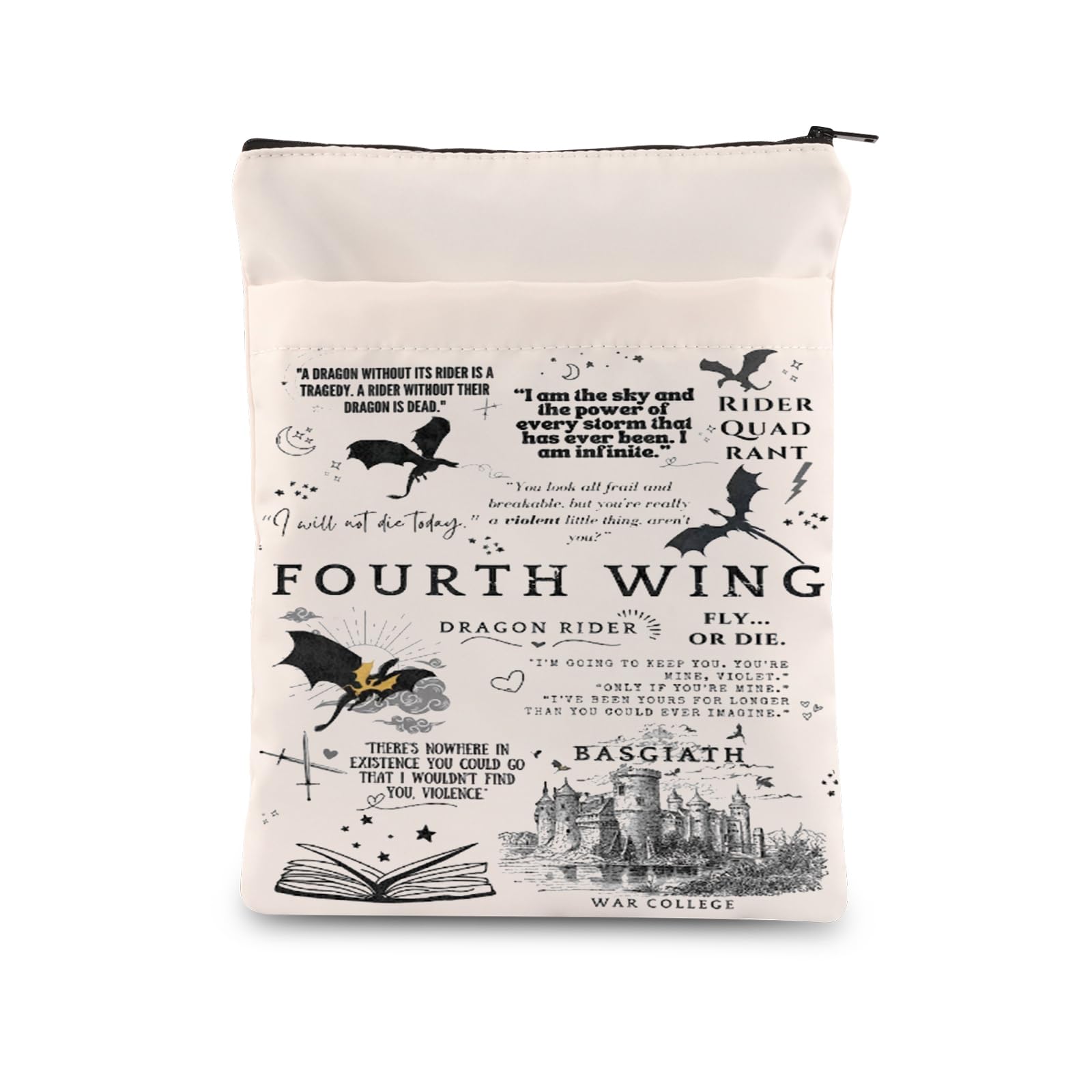 BLUPARK Book Cover - Dragon Rider Book Sleeve - Fly Dragon Bs Ca - Patterned - Zipper - Cotton - 22.86cm L x 29.21cm W - Book Covers