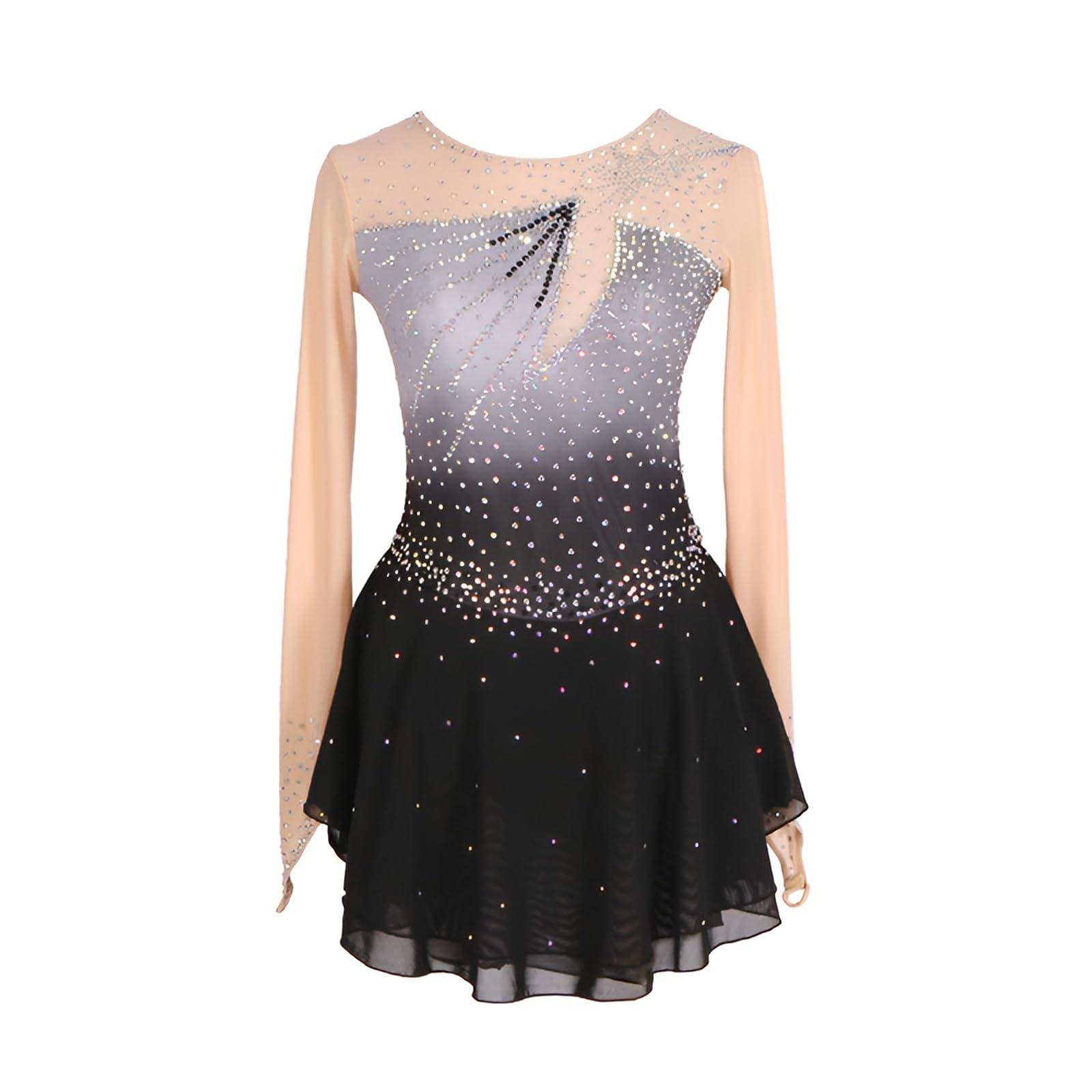 Robe De Patinage Artistique for Filles, Robe De Patinage Sur Glace Scintillante Personnalisable for La Performance Et La Compétition