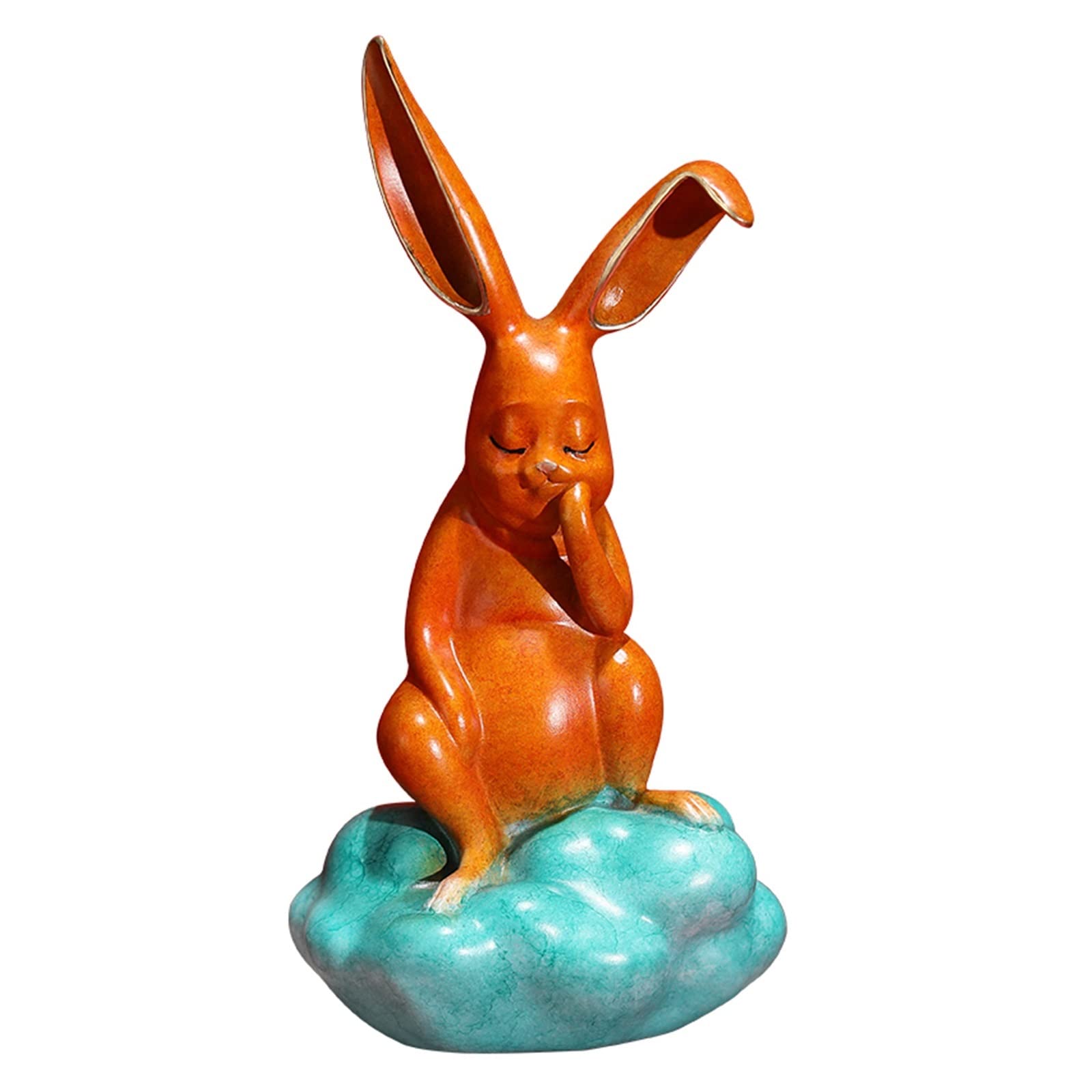 hongchenke34 Copper statue Color Copper Rabbit Entryway Ornament Zodiac Auspicious Living Room Study Crafts(A)