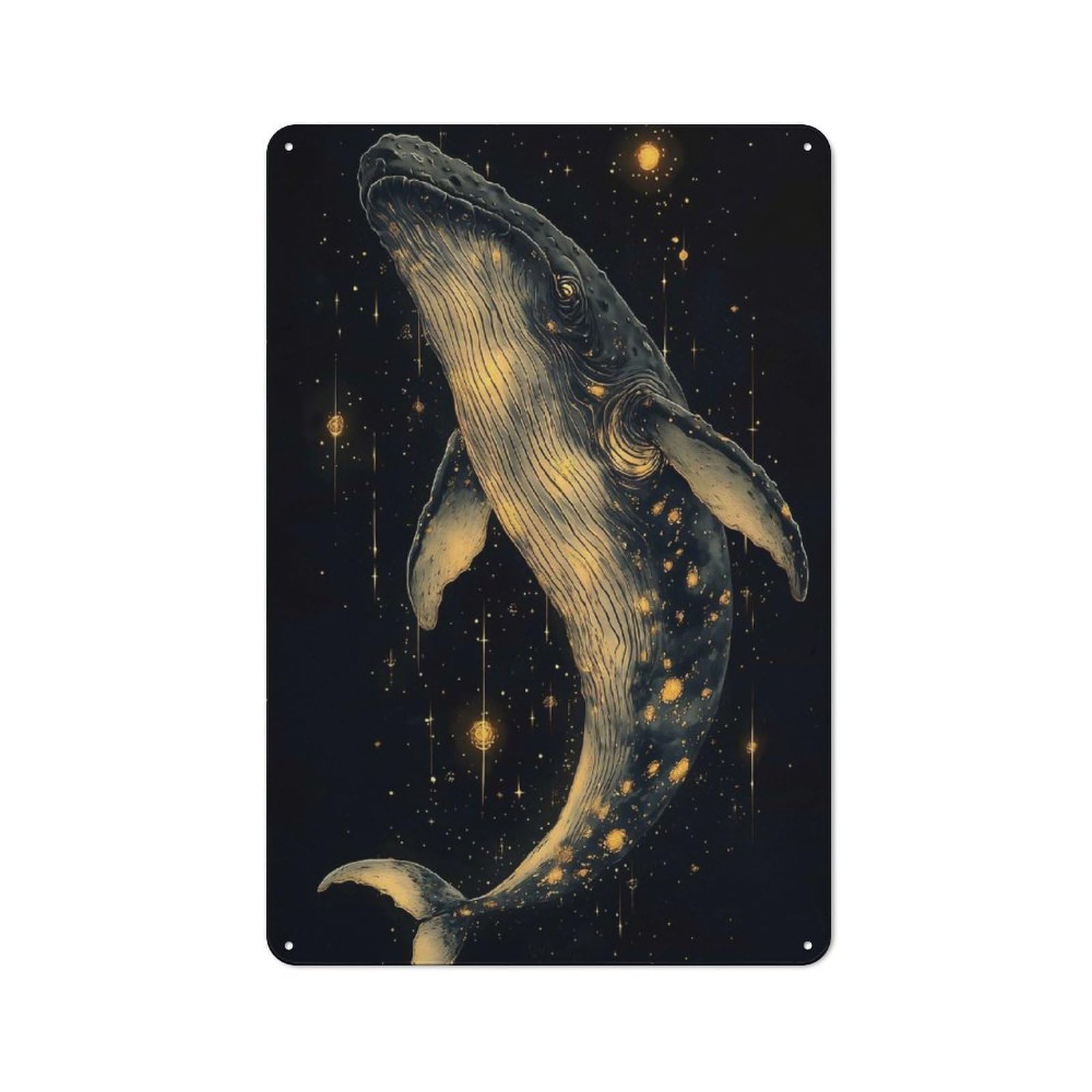 Junmoney Whale In The Stars 30X20cm Retro Metal Plaque With For Kitchen Or Home Bar, For Garage, Workshop And Man Cave Decoration