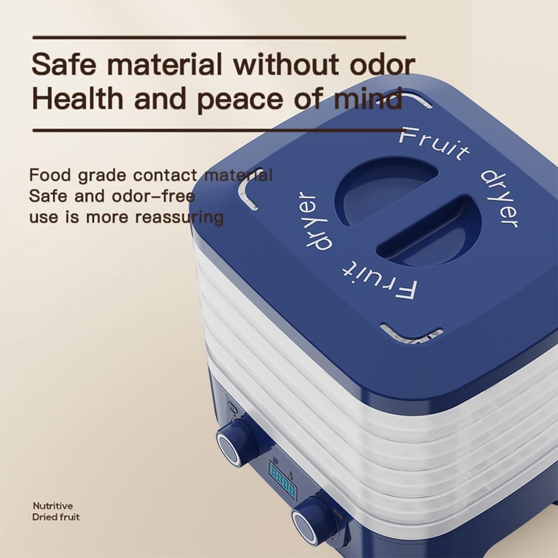 Liofilizzatore Automatico per Alimenti, essiccatore Domestico per Alimenti con Timer Digitale e Controllo della Temperatura, essiccatore Elettrico per Frutta a 5 vassoi per Caramelle(Blue)