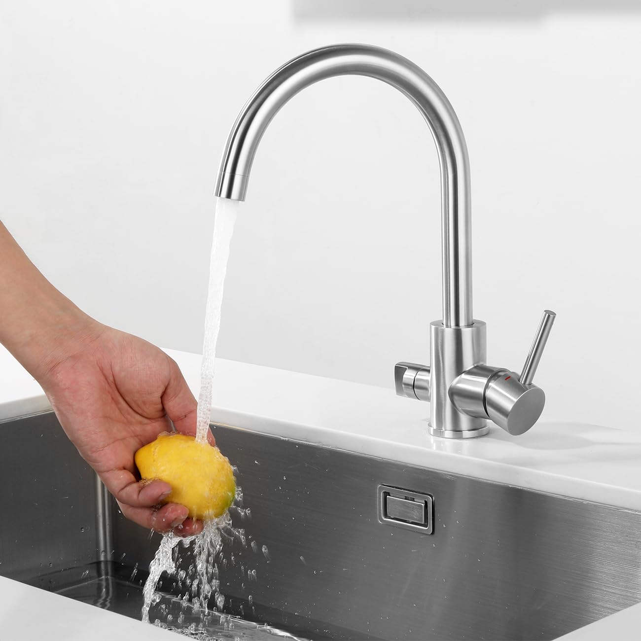 Grifo de Cocina con Interfaz de Lavavajillas 3/4", Cepillado