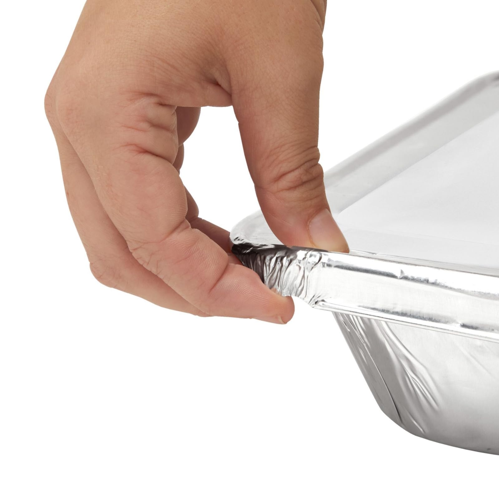 Juvale Paquete de 20 bandejas de papel de aluminio con tapas, sartenes desechables de medio tamaño profundo con tapas para fiestas, catering, barbacoa, hornear, asar, cocinar, 32 x 6 x 26 cm