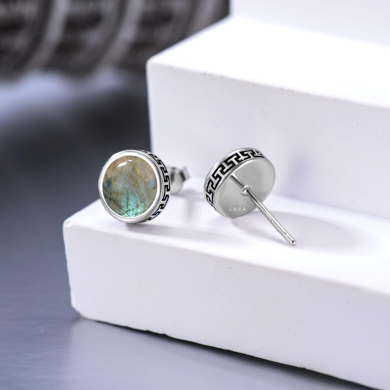 Orecchini da uomo in argento sterling 925 nero naturale onice nero orecchini da uomo con gioielli rotondi in vero onice nero per lui