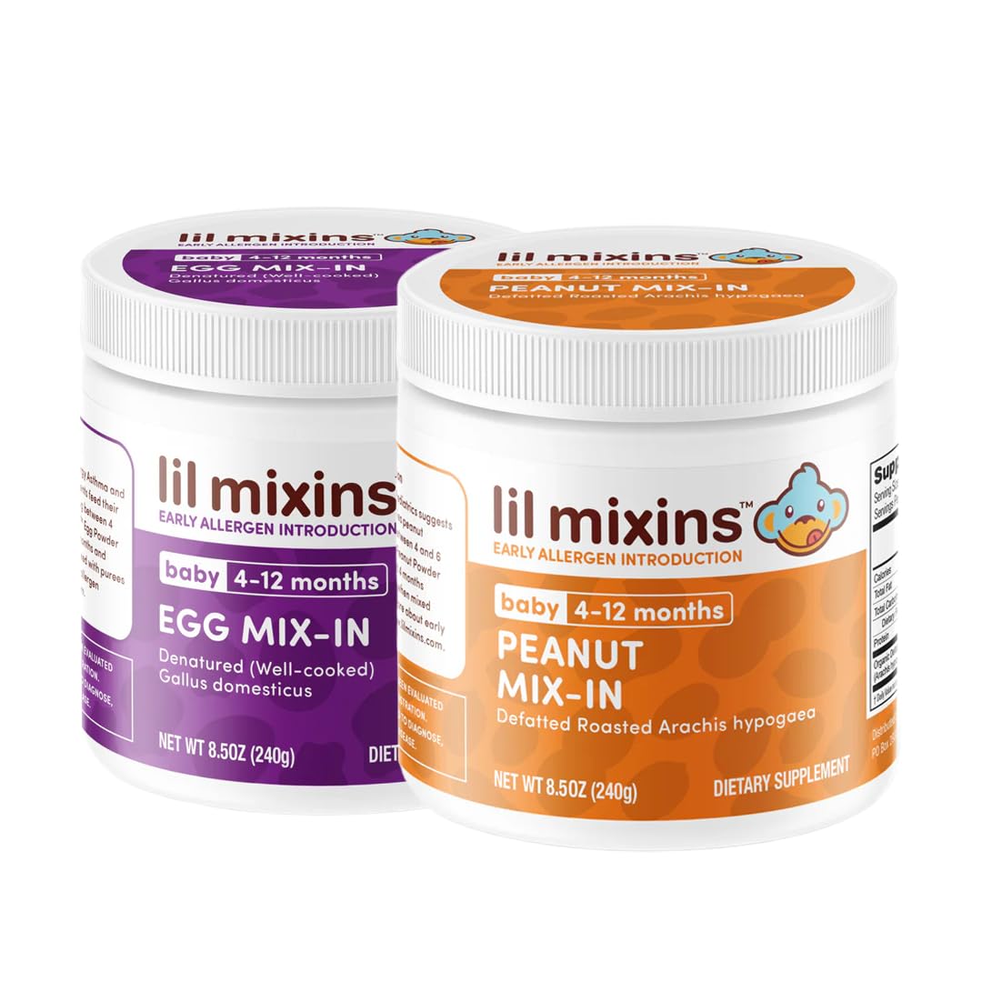 Early Allergen Introduction | Peanut and Egg | Baby Stage 1-3, For Ages 4 Mo. -12 Mo. | 8.5 Oz Jars, 4 Month Supply