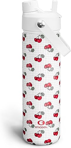 Miniatura 185 de ENCOOL Botella de agua aislada con popote, de acero inoxidable, a prueba de fugas, sin BPA, al vacío de doble pared que se mantiene fría durante 24