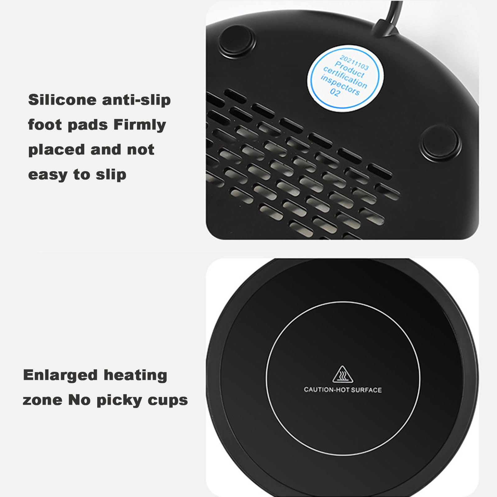 Calentador de tazas de café, calentador de tazas para computadora con apagado automático, calentador de bebidas eléctrico con ajuste de 3 temperaturas y 4 horas de apagado automático, calentador de