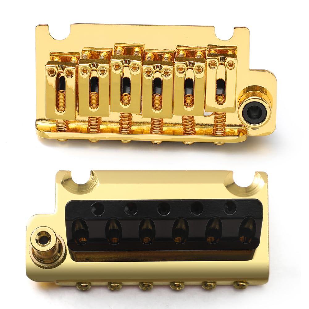 HTU Most 10,5 mm do gitary elektrycznej, 2-punktowy mostek remolo, mostek Hardtail (złoty)