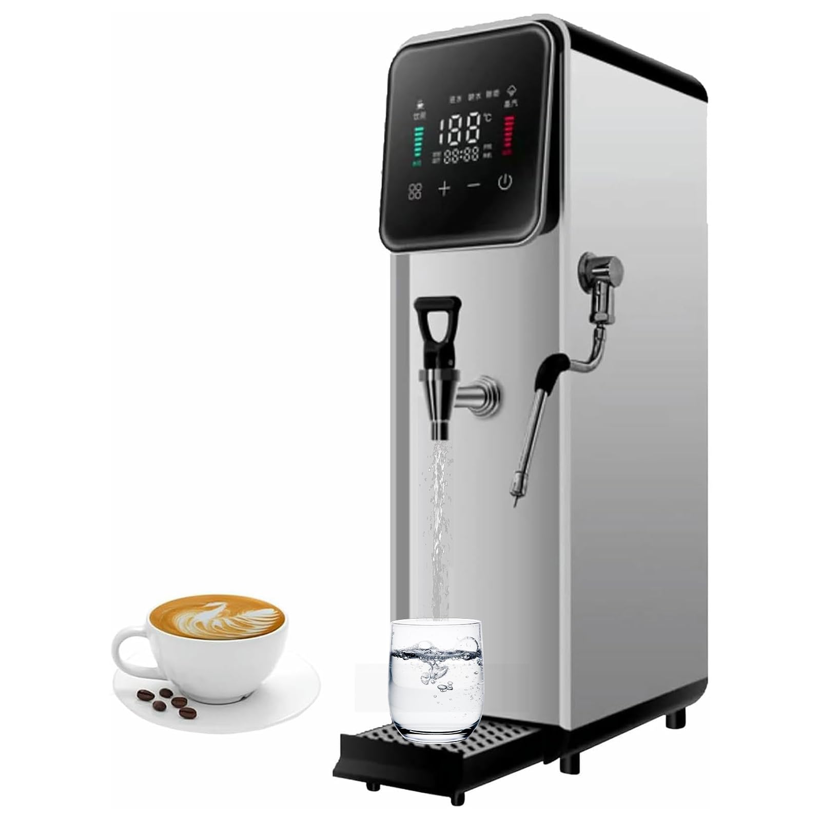 Eiwitany Commercial Steam Milk Frother Machine - Automatic Electric Frothing with LCD Display for Coffee & Tea Shops -for Creamy Lattes & Cappuccinos