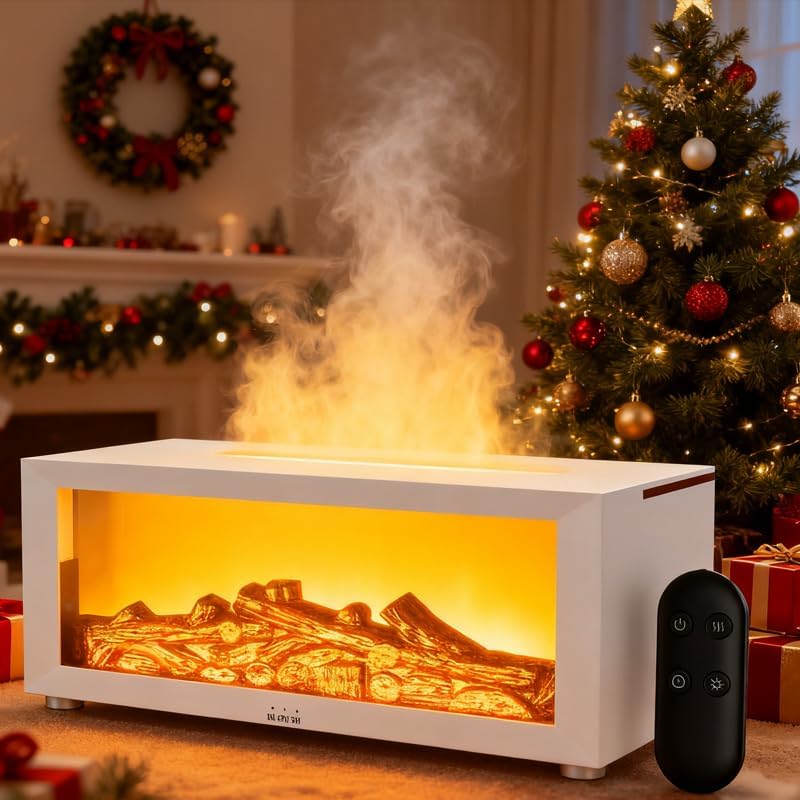 Miniatura 7 de Difusor de aroma de aceite de llama para chimenea 2025 actualizado, 7 luces que cambian de color, difusor de aire de aromaterapia, humidificador de