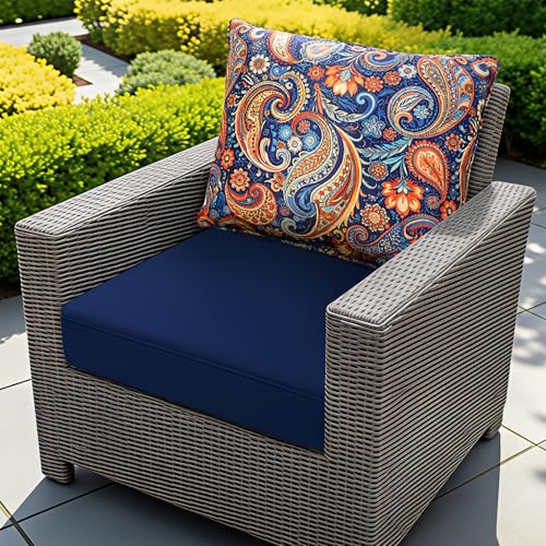 Fabuday Outdoor Chair Cushions Patio Furniture - 22 x 22 Inch Deep Seat & Back Pillow Rain-Proof Cover Removable Replacement with Ties for Wicker Sofa Couch Sunbrella Outside Red Floral