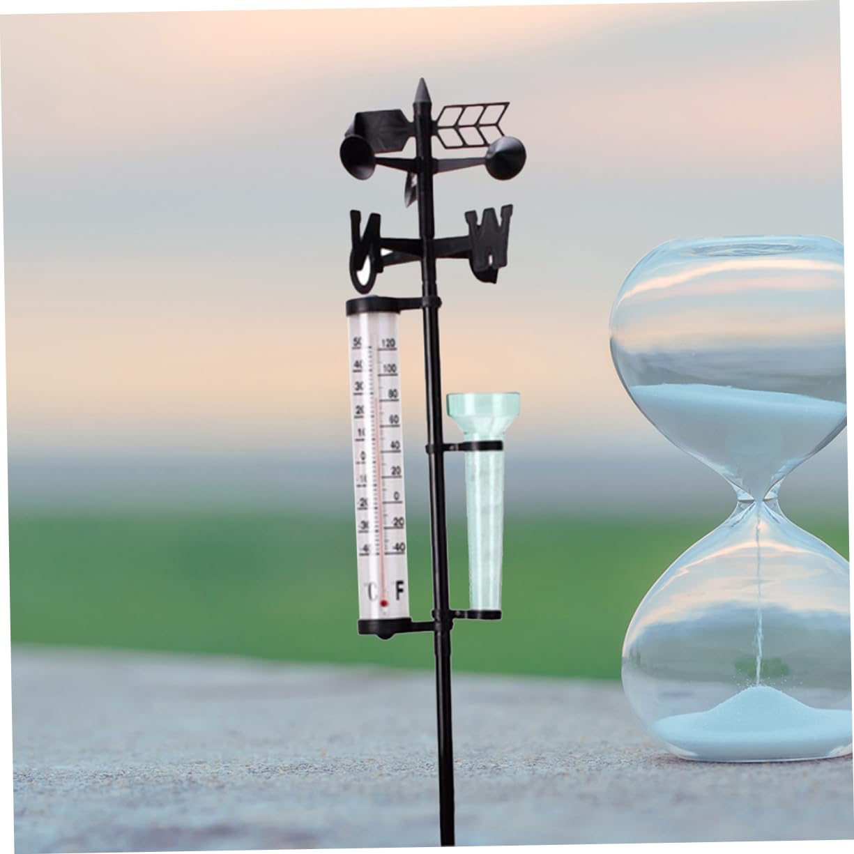 Windrichtungsmesser Regenmesser Außenthermometer 2 Stück Kunststoff