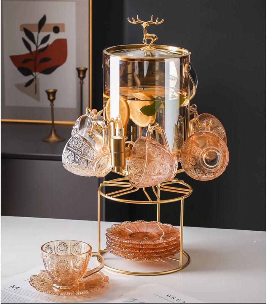 Glass Cold Kettle with Faucet Beverage Bucket Household Cold Water Bucket Fruit Tea Bucket Tie Pot Water Container (Color : A, Size : 6-Cup ki)