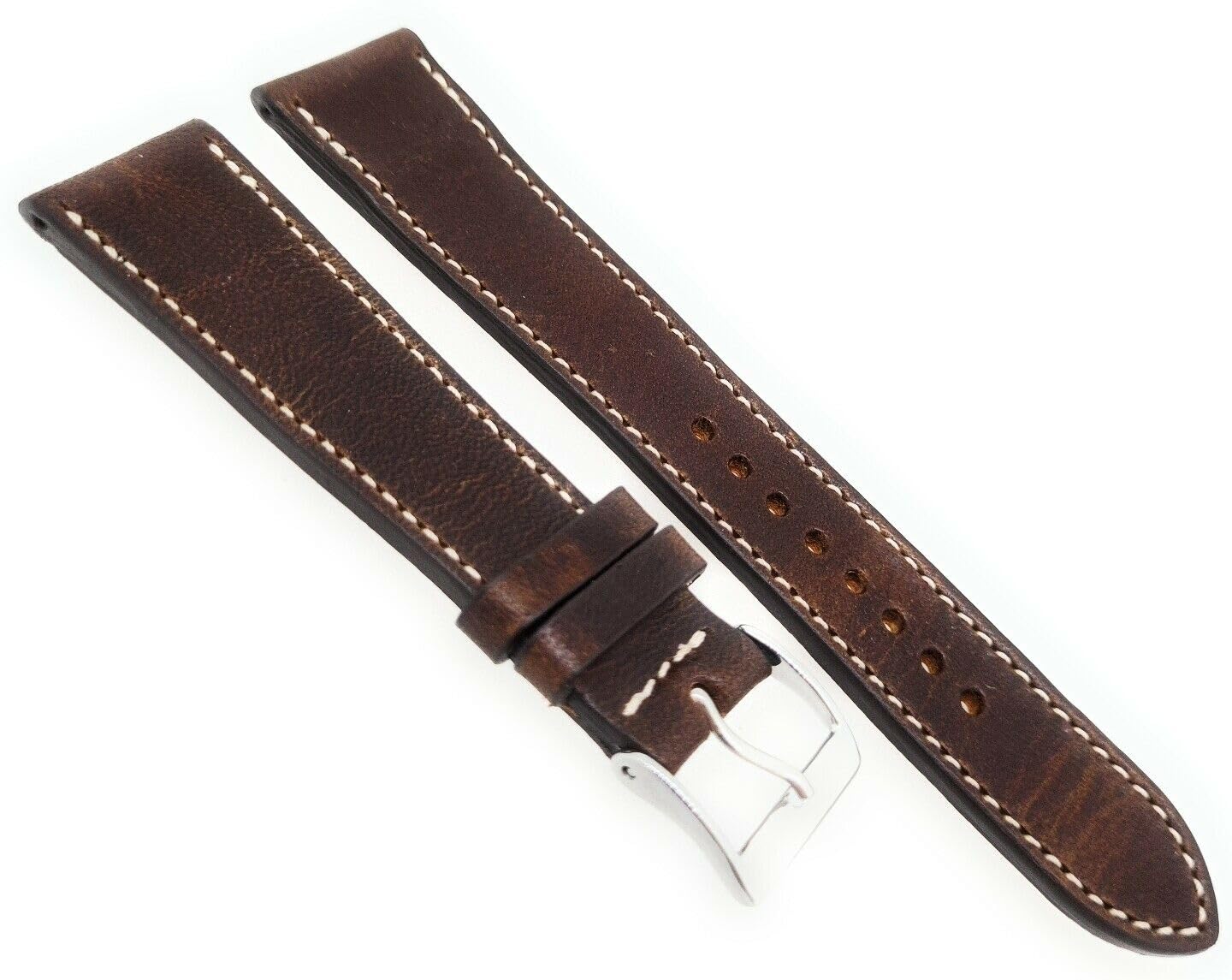 Fluco Horween Dublin Cinturino per orologio, 20/16 mm, marrone scuro, Made in Germany