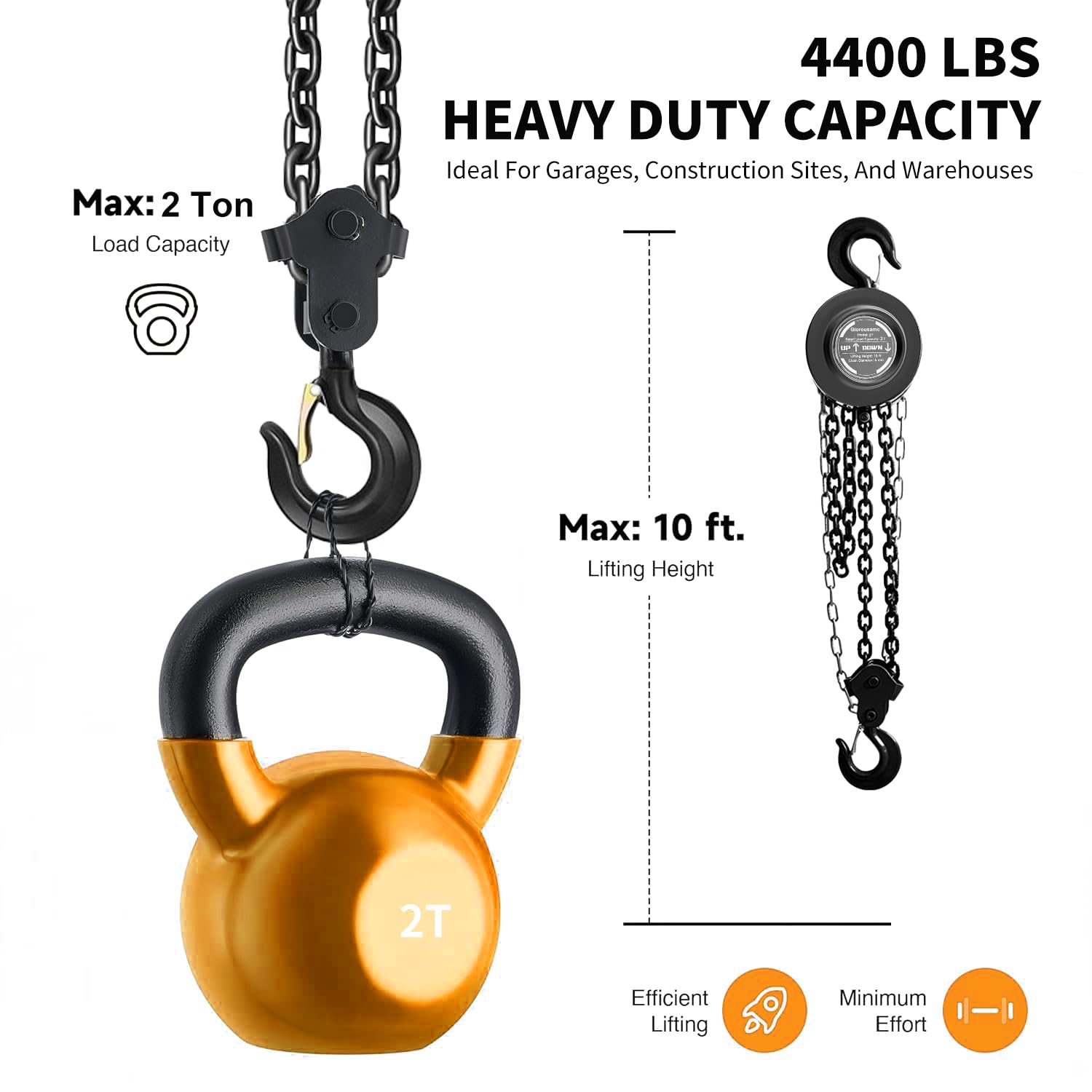 2 Ton Hand Chain Hoist - Heavy Duty Lifting -2 2 Ton Hand Chain Hoist - Heavy Duty Lifting -2