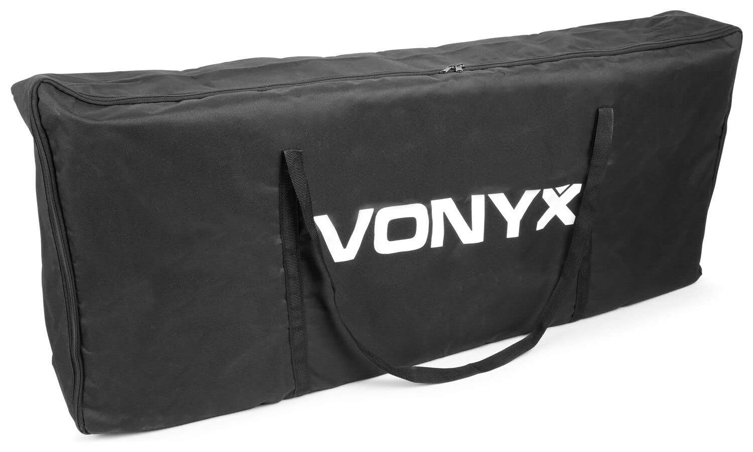 Vonyx DB10 Mobiler DJ-Tisch mit DB2B Faltbarem Screen und Taschen – Stabiles Aluminium, Lycra-Bespannung, klappbar, für mobile DJs und Events – Schwarz