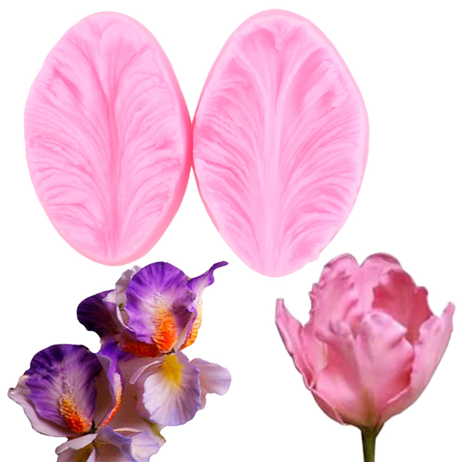 XMOLDNMS Gumpaste Flower Silicone Veining Mold Orchid Flower Mold For Cake Decorating Cupcake Topper Candy Chocolate Gum Paste Polymer Clay