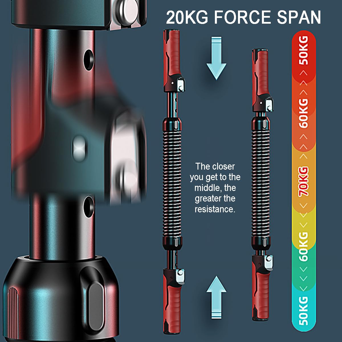 Barra De Torsión Para Brazos, Entrenamiento Con Expansor De Resortes, Equipo Ajustable Para Entrenamiento De Fuerza De La Parte Superior Del Cuerpo, Para Pecho Hombro Bíceps Ejercicio(50-70KG)