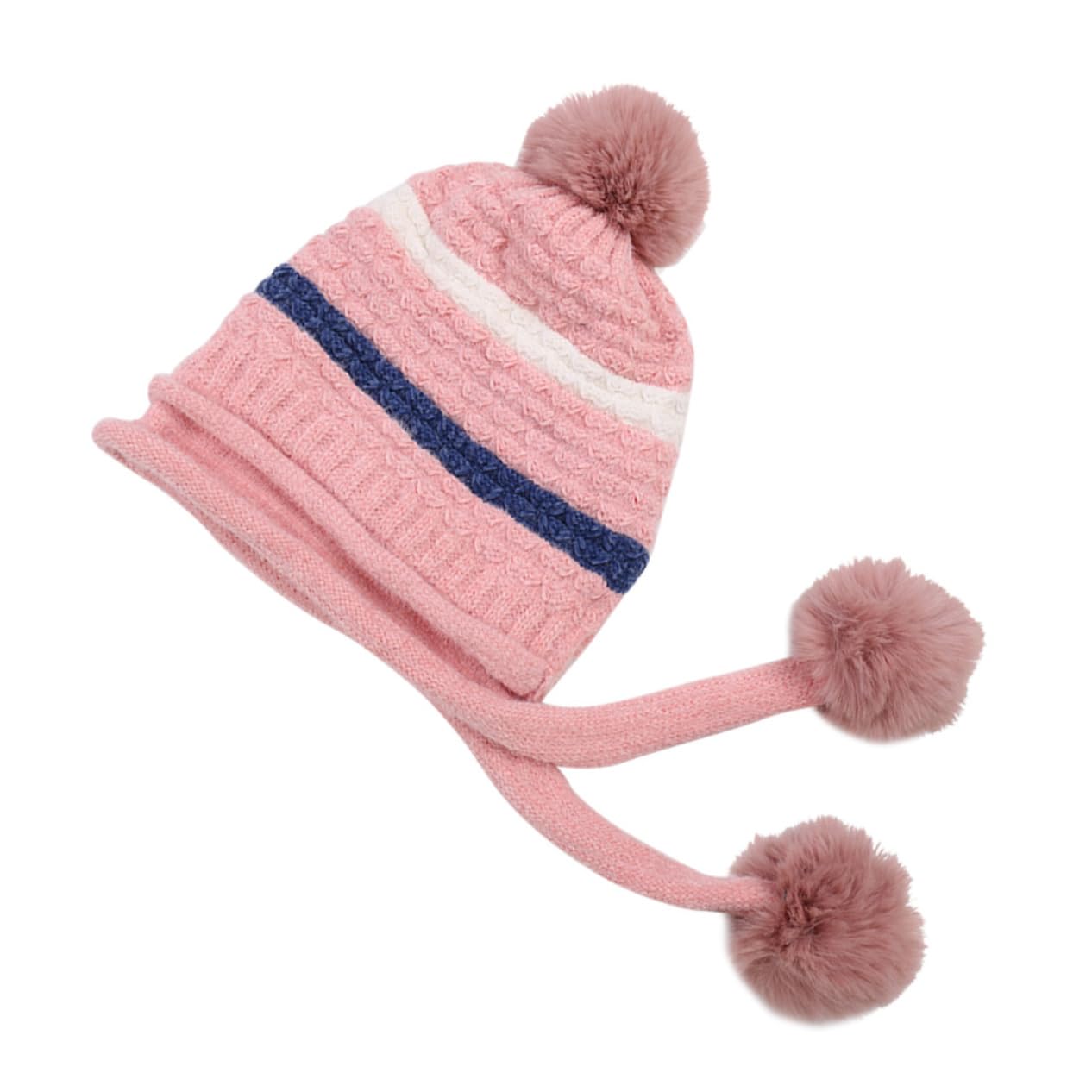 2piezas Gorro De Lana Para Mujer Gorro Para Esquiar y Actividades Color Rosa Para Invierno