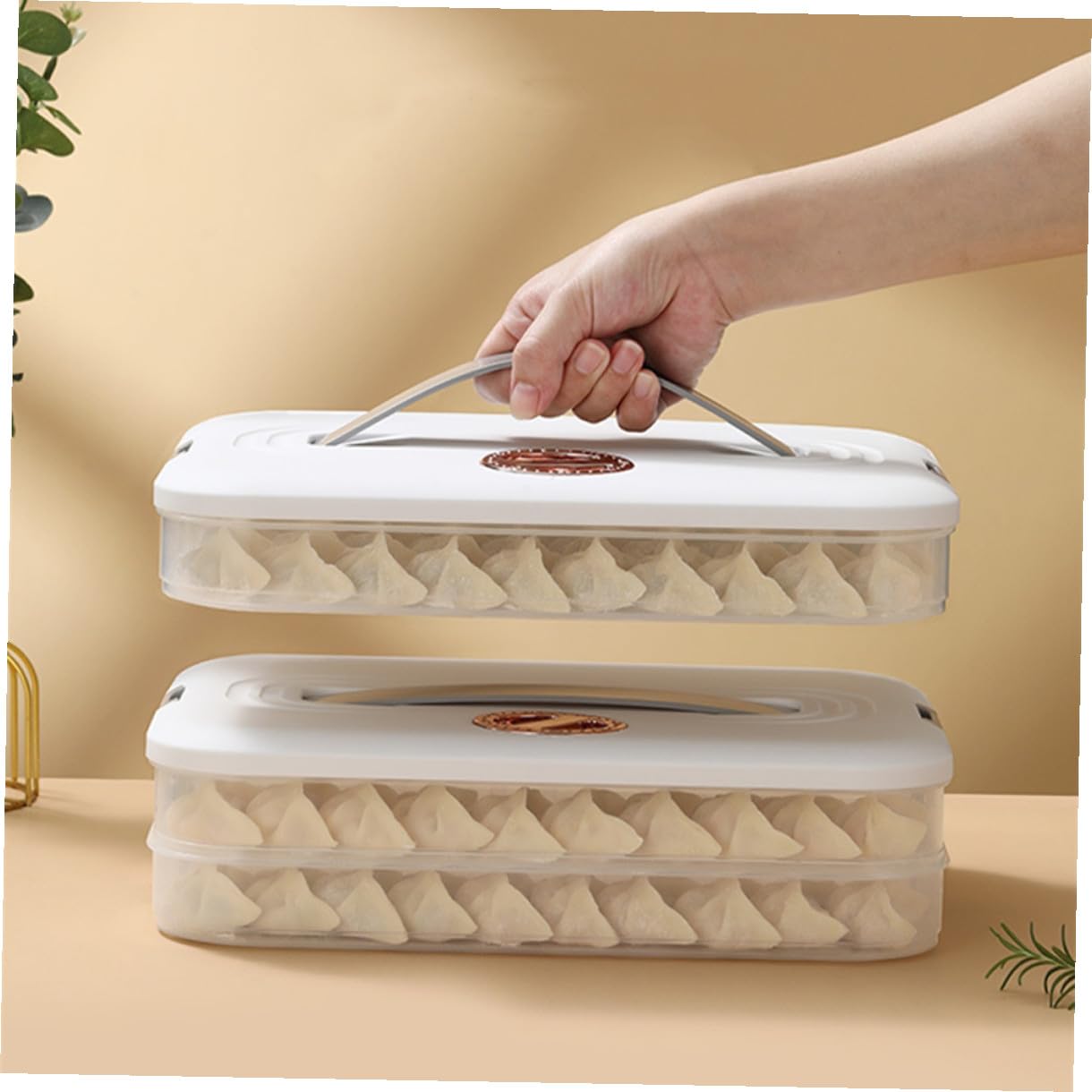 Levemolo Contenitore per Alimenti per Gnocchi e Ravioli Coperchio, Scatola Frigo Bianca in Plastica Sicura, Organizer Frigorifero Impilabile a 3 Strati, per Conservazione e Trasporto