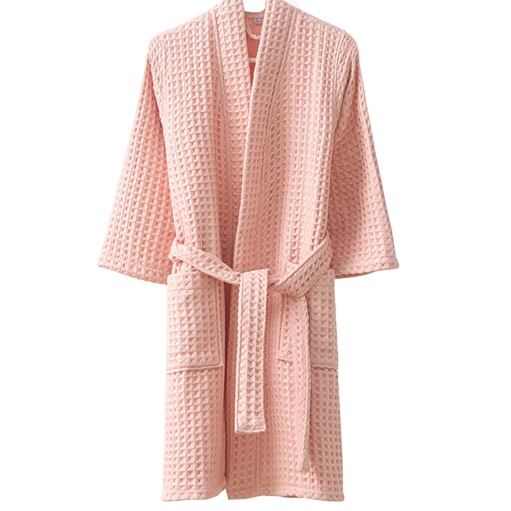 GHYUBYER Peignoir De Bain Fille，Peignoir Gaufré Double Couche for Enfants Garçons Filles, 100% Coton, Peignoir en Tricot Gaufré for Enfants De 2 À 12 Ans (Color : Pink 2, Size : 6-12Years)