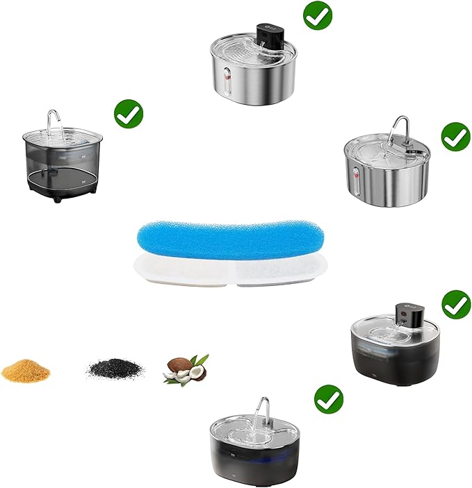 Filtros de Repuesto para Fuente de Agua para Gatos, 8 Filtros+8 Esponjas miniatura 3