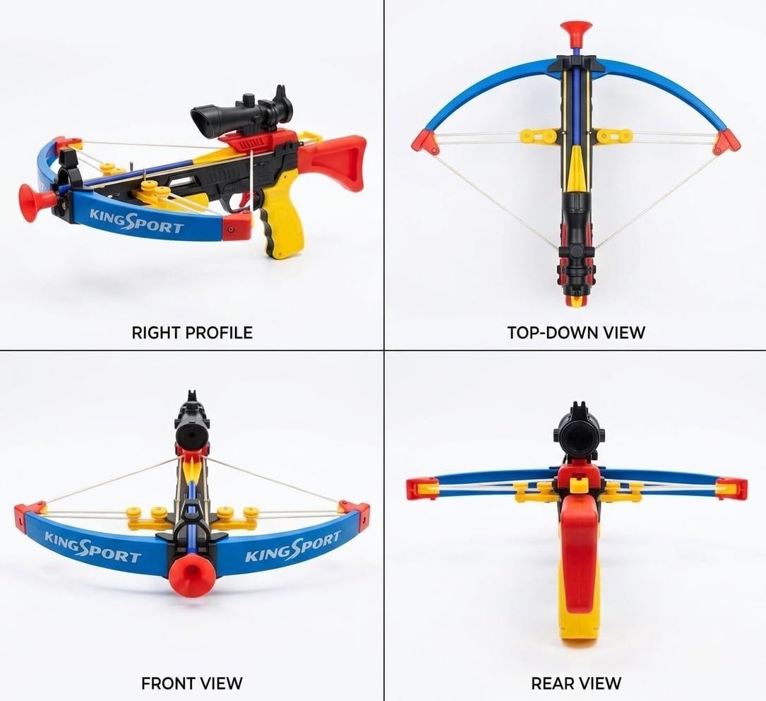 Pampam Toy Crossbow Set with Scope, Arrows, and Target Board, Indoor Outdoor Archery Game for Kids 4