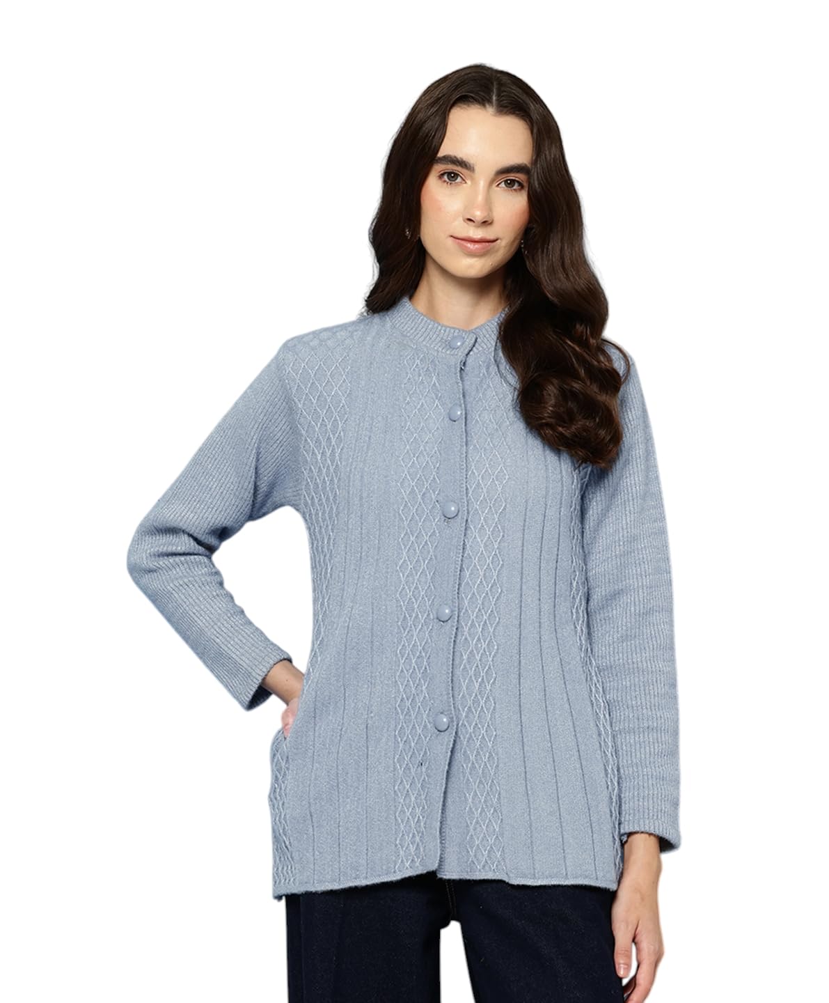 aarika Womens Casual Wear Fawn Colour Solid Woolen Cardigan-picture-16