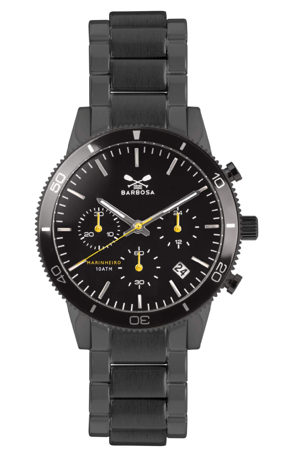 Barbosa - Orologio Uomo Cronografo, al Quarzo, con Cinturino in Acciaio Nero, Elegante, Sportivo e Preciso, Made in Italy
