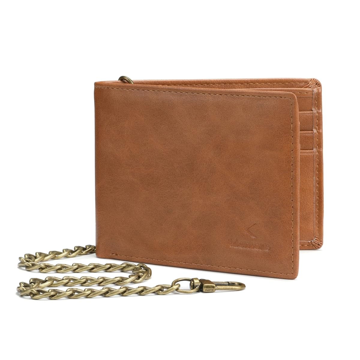 Carteras de cadena para hombre, elegantes y delgadas, de piel auténtica con  bloqueo RFID, cartera plegable para hombre, incluye ventana de