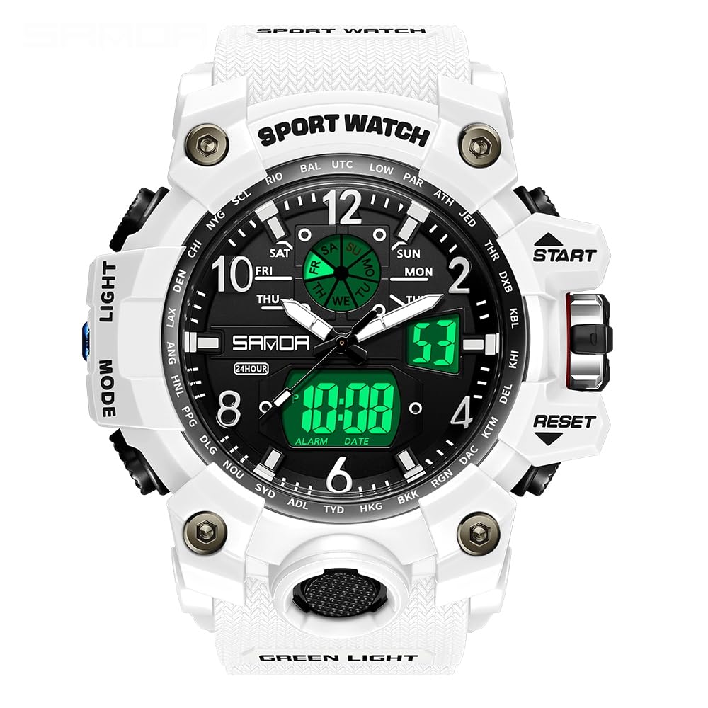 AIMES Men's Watches Sports Outdoor Waterproof Military Watch Date Multi Function Tactics LED Face Alarm Stopwatch for Men