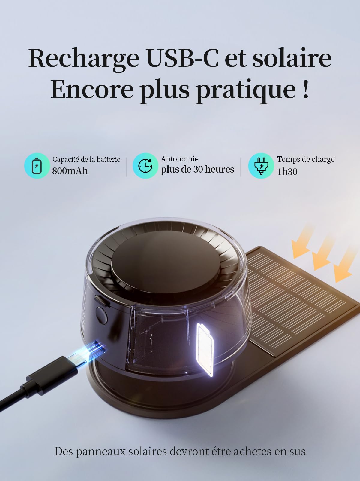 Ceeniu Désodorisant Voiture, CF8 Diffuseur Voiture avec Interrupteur Automatique, 2 Recharges Incluses, Rechargeable à l'Énergie Solaire, Adapté à Parfum Voiture et Parfum Voiture Intérieur