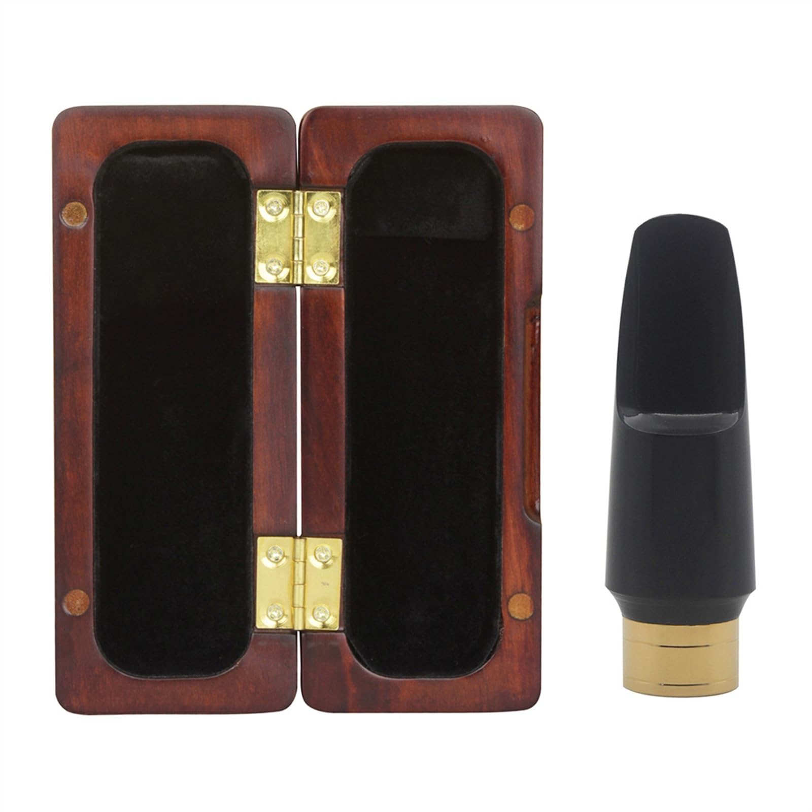 Saxofón Instrumentos Accesorio Caja De Boquilla De Caoba Para Saxofón Alto Y Juego De Accesorios Para Instrumentos De Viento Con Boquilla De Oro Negro
