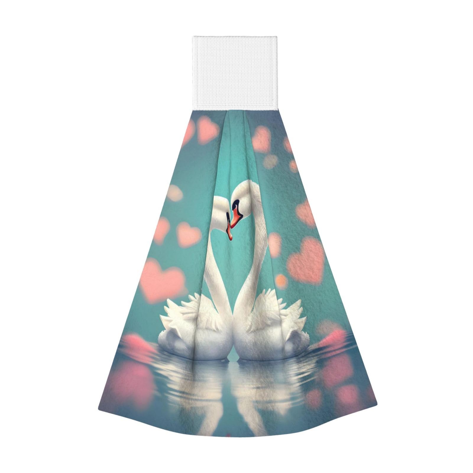 WUPngg The swan in love Bathroom Tie Towels/Dish Cloth,Kitchen Hanging Towel, Coral Fleece Dry Cleaning Hand Dishcloths One Size