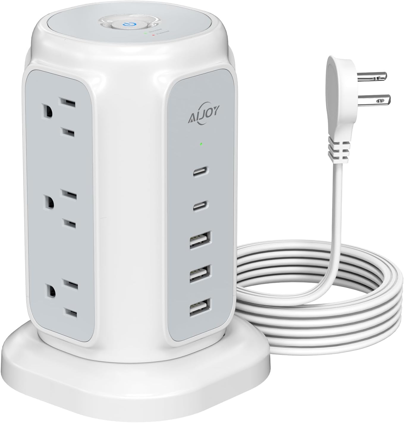 Flat Plug Power Strip Tower with 9 Outlets