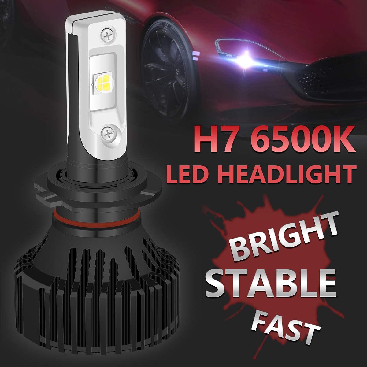 H7 LED Lampadina Faro Kit Conversione Lampadine Super Bright LED 16000LM 16 Chip XHP50 Bianco puro 6500K Hi / Lo All-in-one Impermeabile, DC 9-32V, 2 anni di Garanzia (Confezione da 2)