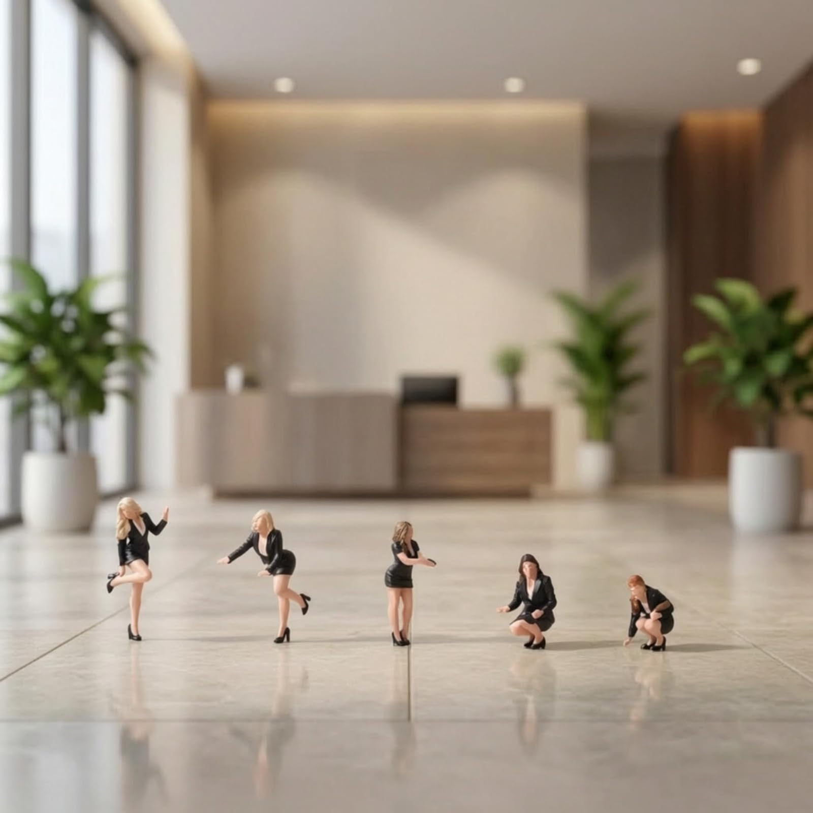 5 Pezzi Statuette Dipinte a Mano | Vestiti da Ufficio, Personaggi in 1/64, Pose Dinamiche, Figurine Modello in Resina, per Diorami, Modellini di Auto