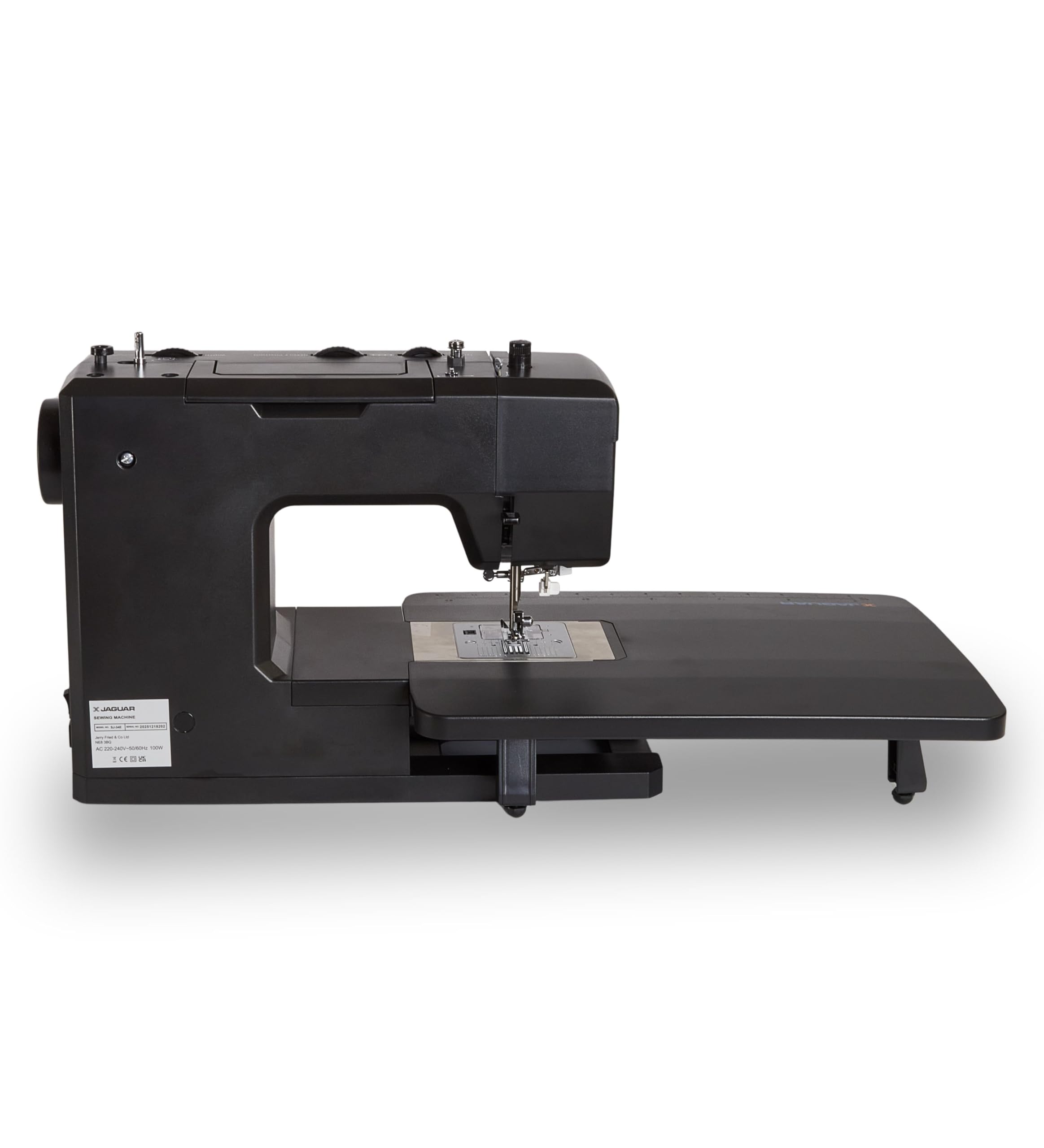 Jaguar SJ-34E Macchina per Cucire Robusta Super Jeans | 34 Punti | Elettronica | Tavolo di Estensione | Infila-Ago Automatico | Spolina a Inserimento | Motore Servo | LED | Braccio Libero | Per Tessut
