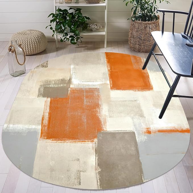 Tapis ovale pour chambre à coucher au motif aquarelle doux 120 x 160 cm