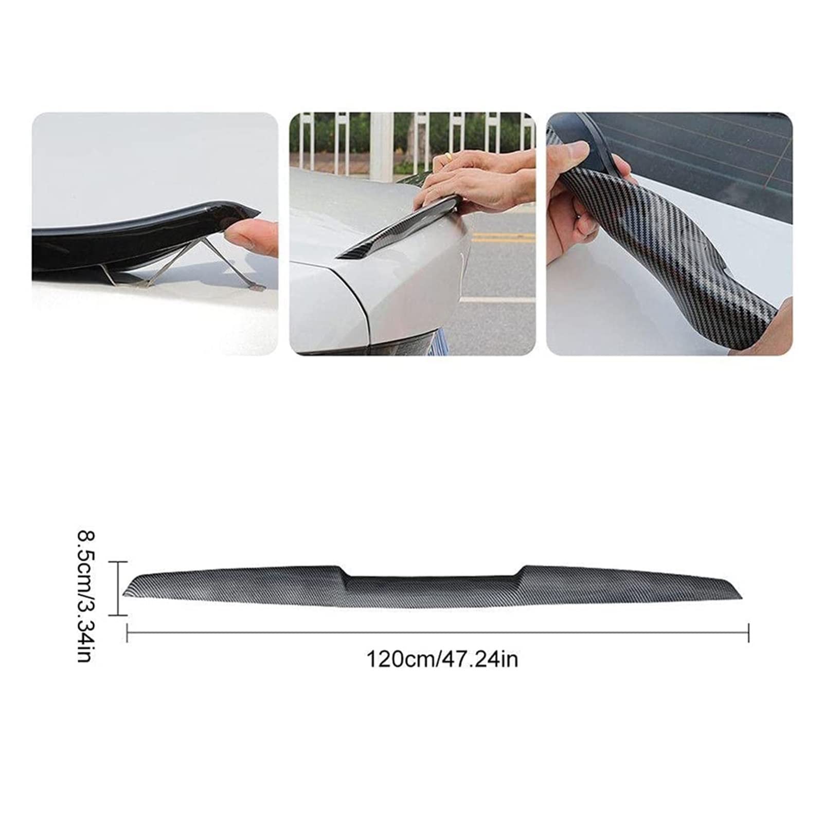 Coche ala Cola para Benz 120 CM Car Roof Lip Wing Spoiler Carbon Look Universal Rear Trunk Spoiler Wing TPU Alerón Trasero Coche (Color : Aspecto de Fibra de Carbono.)