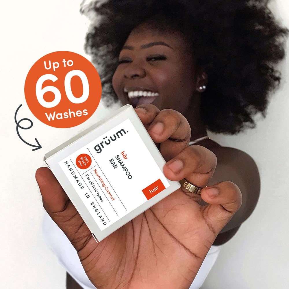 grüum Nourishing Shampoo Bar 50g, Solid Shampoo Bars for Hair Up to 60 Washes, Plastic Free Vegan Bar for Men & Women - Image 3