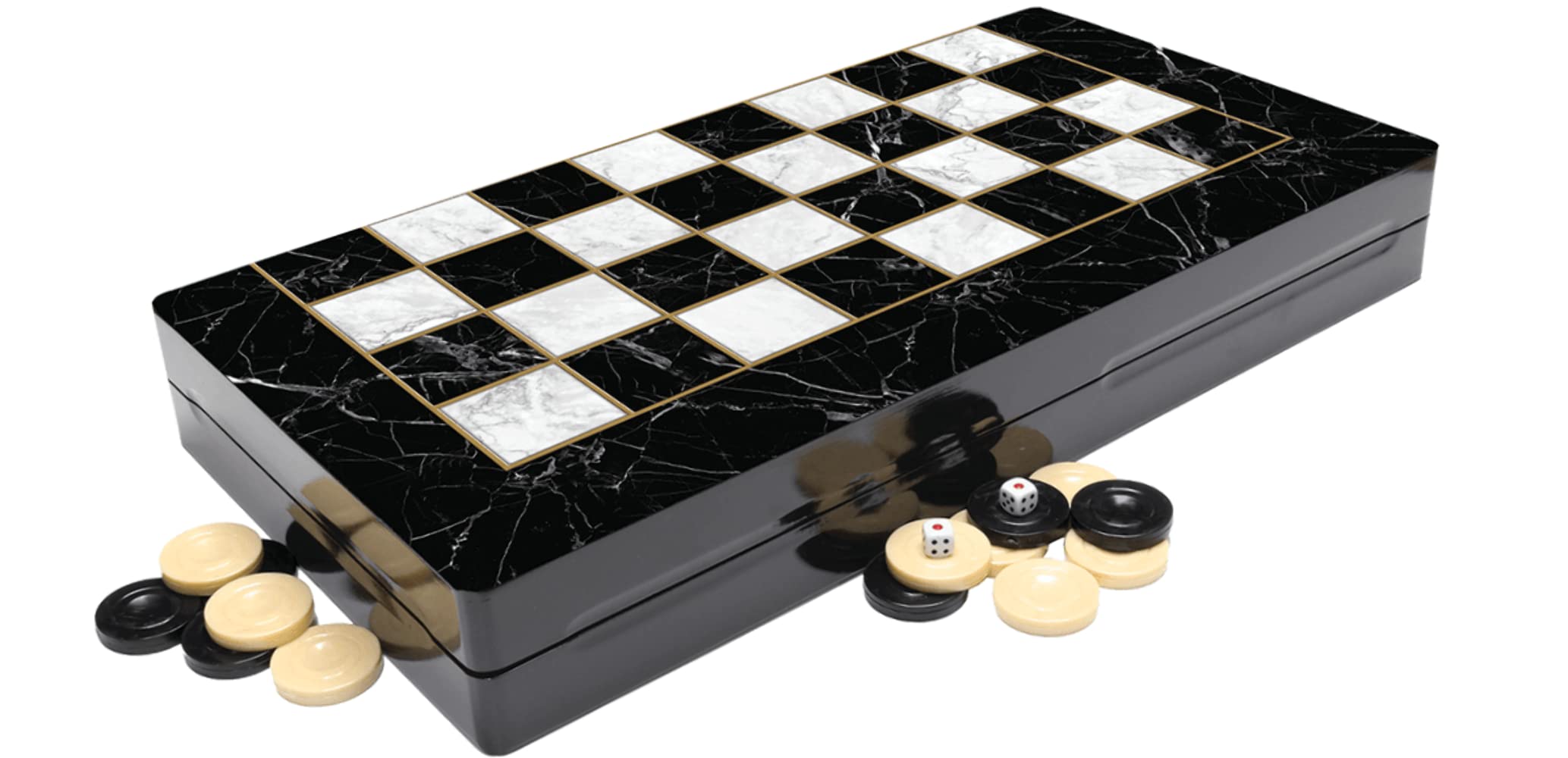Juego de Backgammon de Madera Mármol - 19 Pulgadas