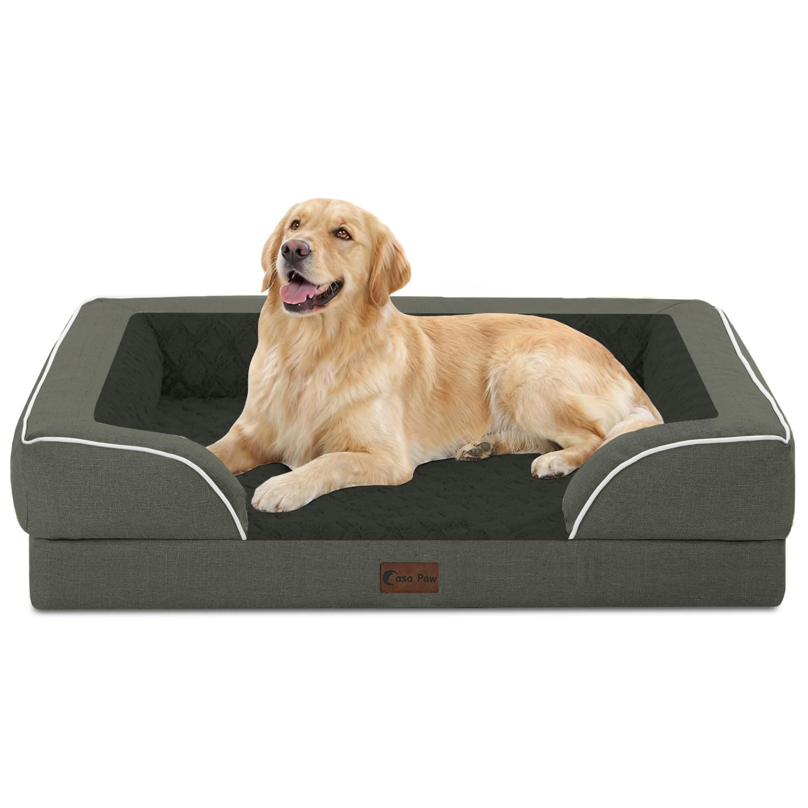 Casa Paw Orthopedic Dog Beds for Large Sized Dogs, Waterproof Memory Foam Large Pet Bed with Sides 36x27Inch, Non-Slip and Egg-Crate Foam Big Dog