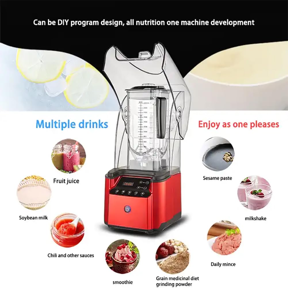 TsoLay Frullatore Commerciale Professionale, frullatore Commerciale Silenzioso da 2200 W, frullatore Elettrico da 2,2 Litri con 18.000-30.000 Giri/min, 5 preimpostazioni per tè al Latte da Cucina