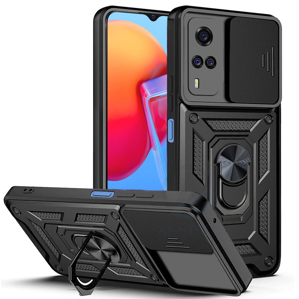 AESTMO Tough Armor Vivo Y51 / Y51A / Y31 Bumper Back Case Cover | Ring Holder & Sliding Camera Shield Cover | 360 Degree Protection Back Case Cover for Vivo Y51 / Y51A / Y31 (Black) (B0DBVT2V48) Amazon Price History, Amazon Price Tracker