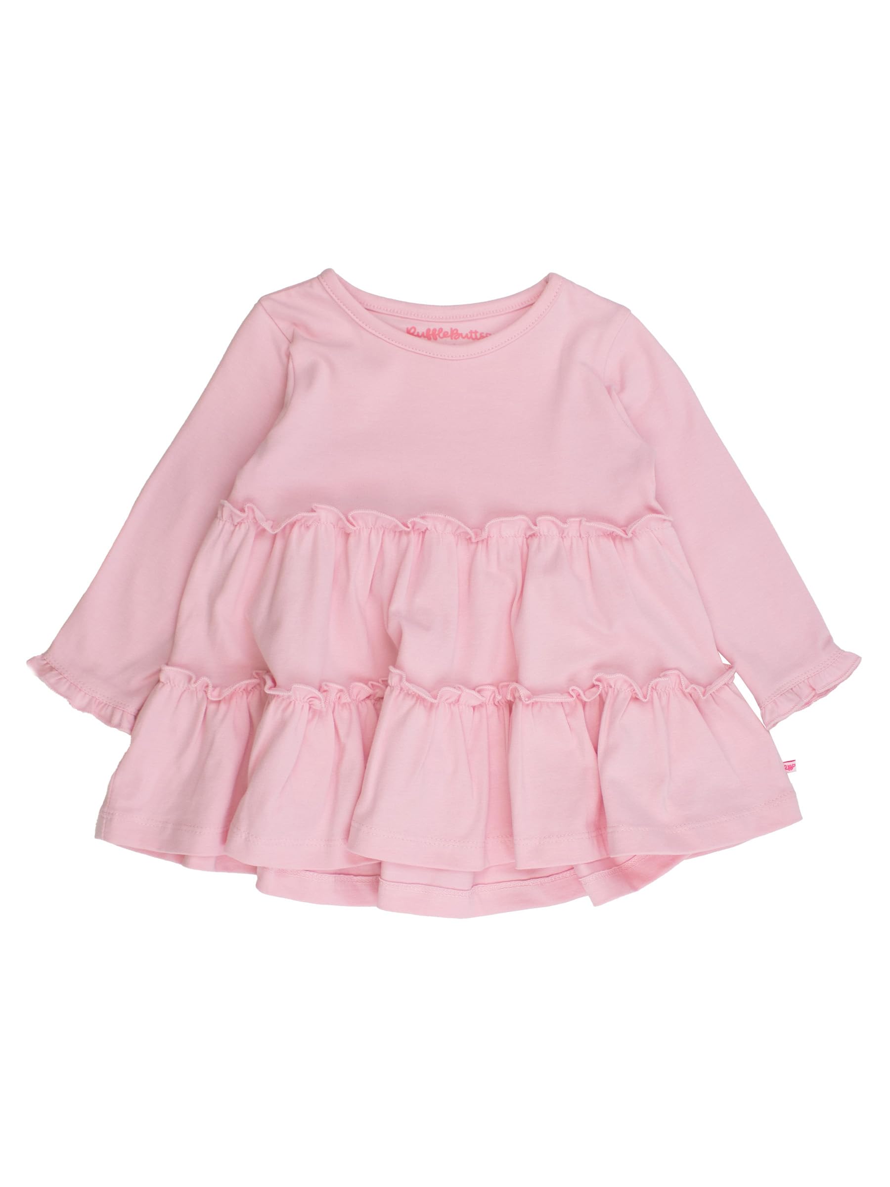 RuffleButts Girls High Low Tunic - Long Sleeve Ruffle Tunic Top