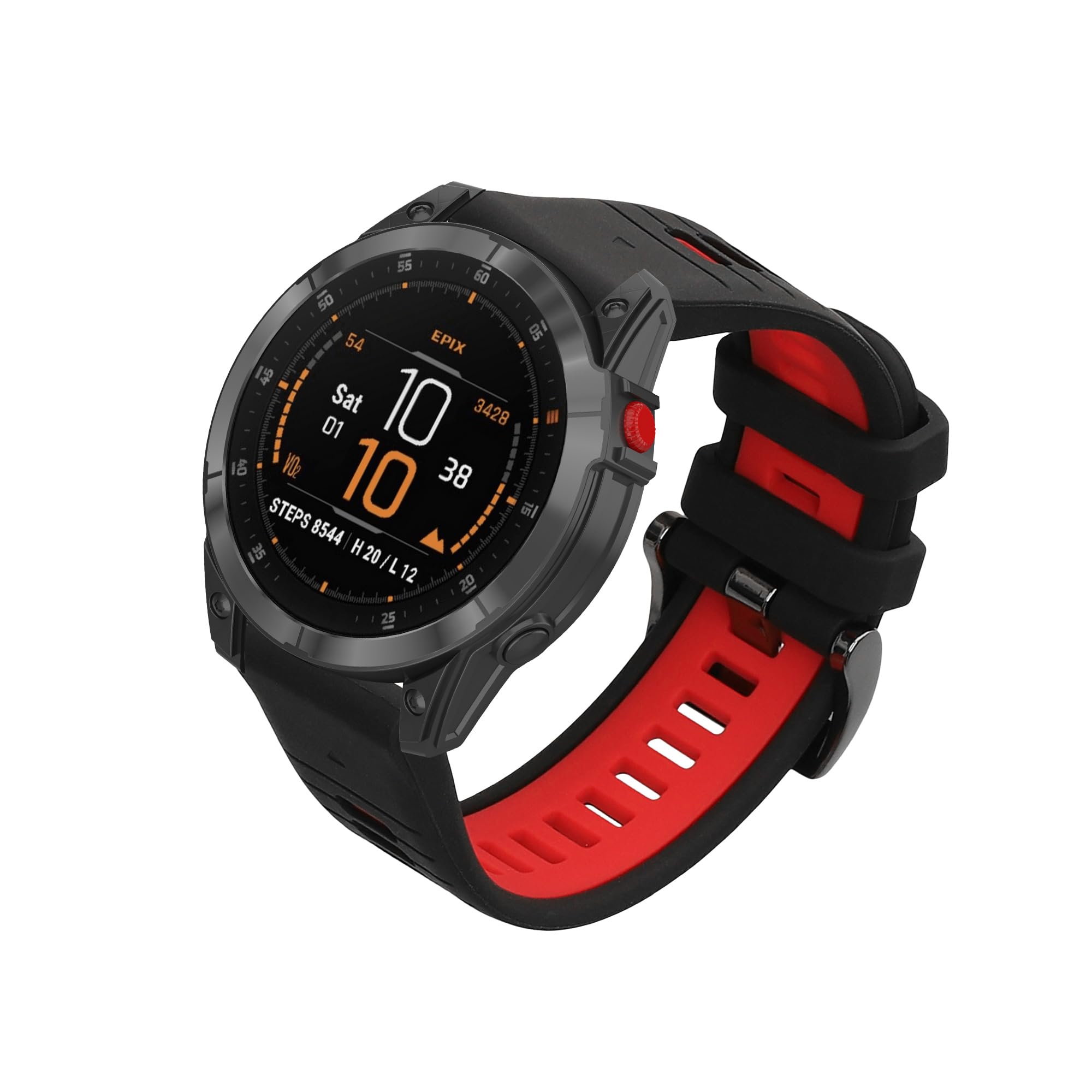 kwmobile Pasek do zegarka, kompatybilny z paskiem Garmin Epix 2, czarny/czerwony