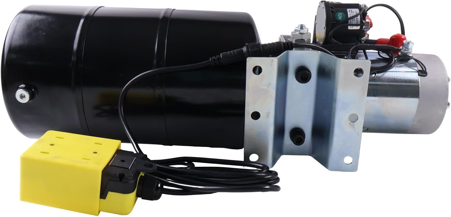 Solarhome 12V DC Double Acting Hydraulic Power Unit 10 Quart Steel Tank 1.6KW 2600PSI SAE 8 Ports with Remote Control Compatible with Dump Trailer and Car Lifting