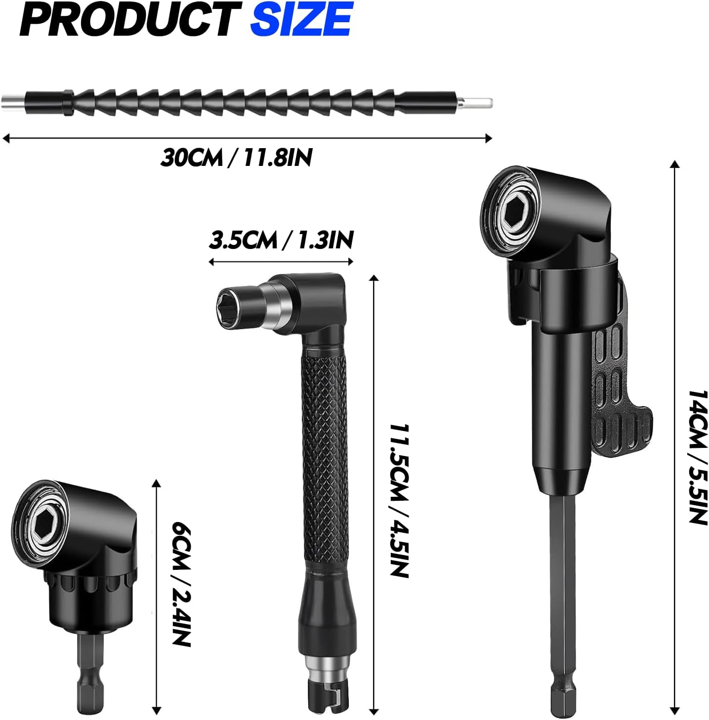 17Pcs Drill Bit Extension, Include 2Pcs 105°Right Angle Electric Drill Adapters 3Pcs Rotatable Socket Adapters 10 Short Screwdriver Bits 90°Drill Bits and Bendable Extension Drill Bits