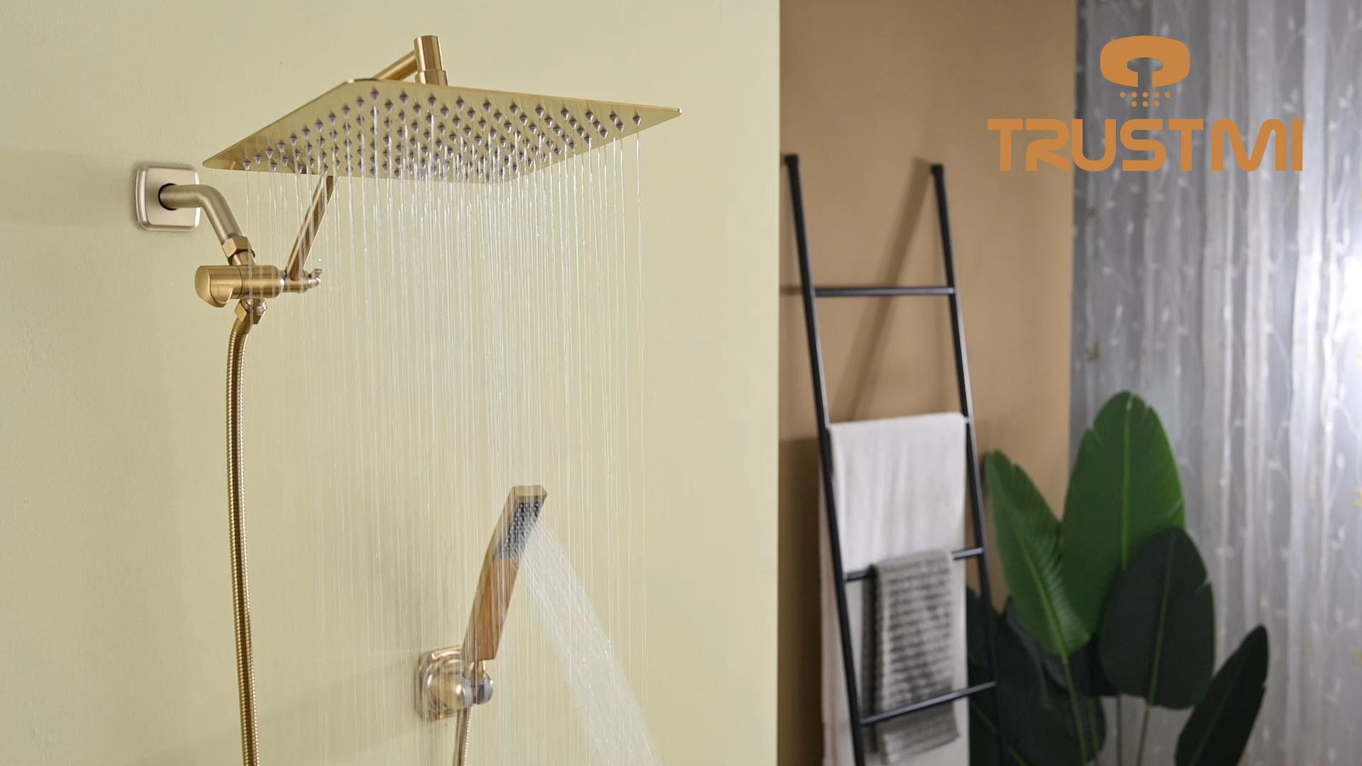 Regadera de lluvia metálica TRUSTMI 10 pulgadas con rociador manual miniatura 7